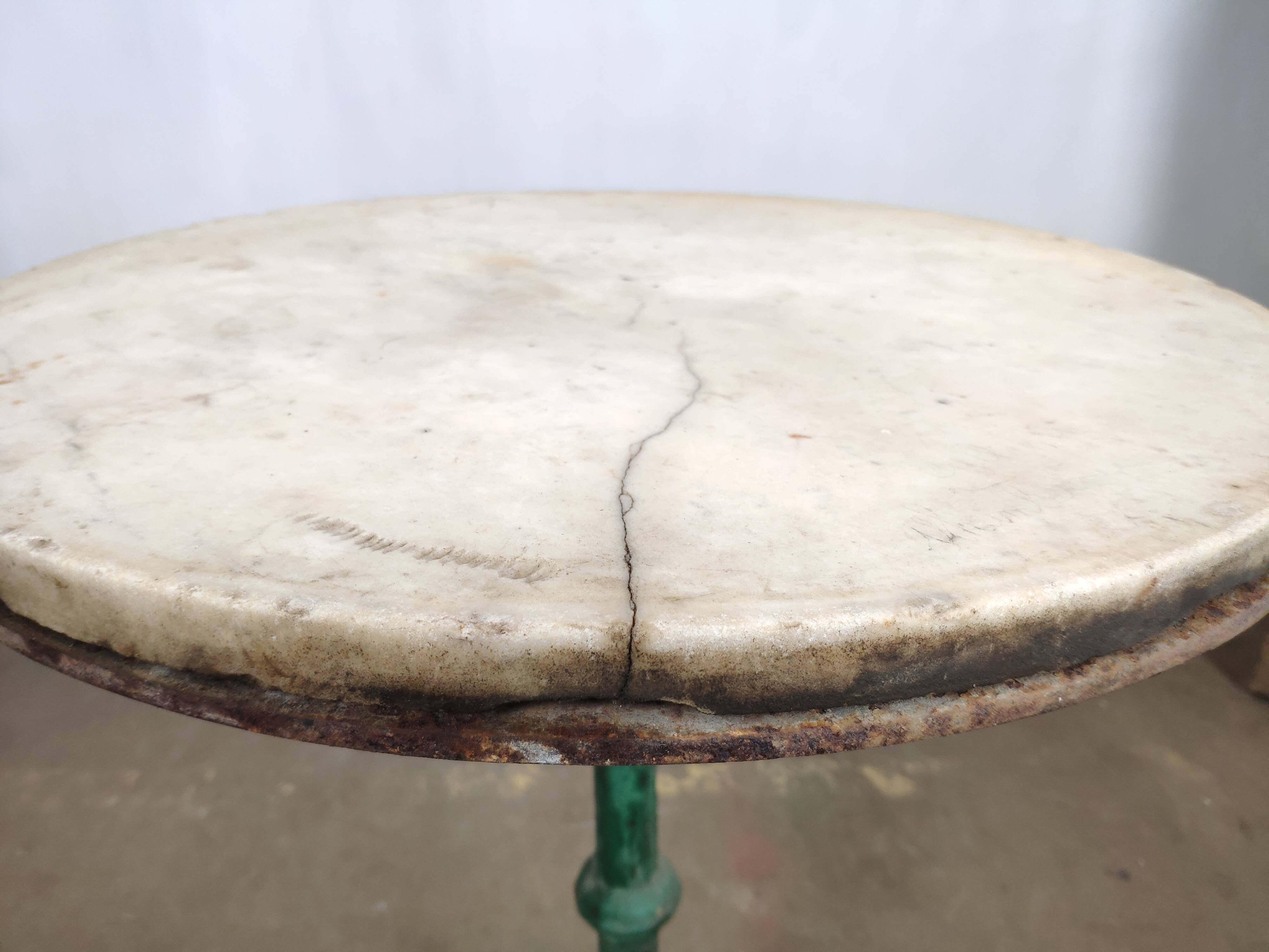 Marble marble and wrought iron vintage bistro table