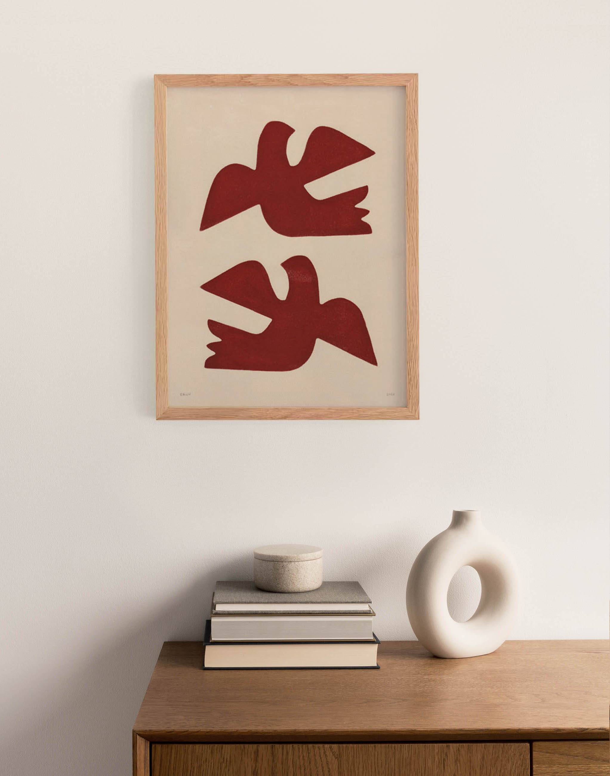 illustration Birds - 30x40cm - painting signed Eawy