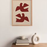 illustration Birds - 30x40cm - painting signed Eawy