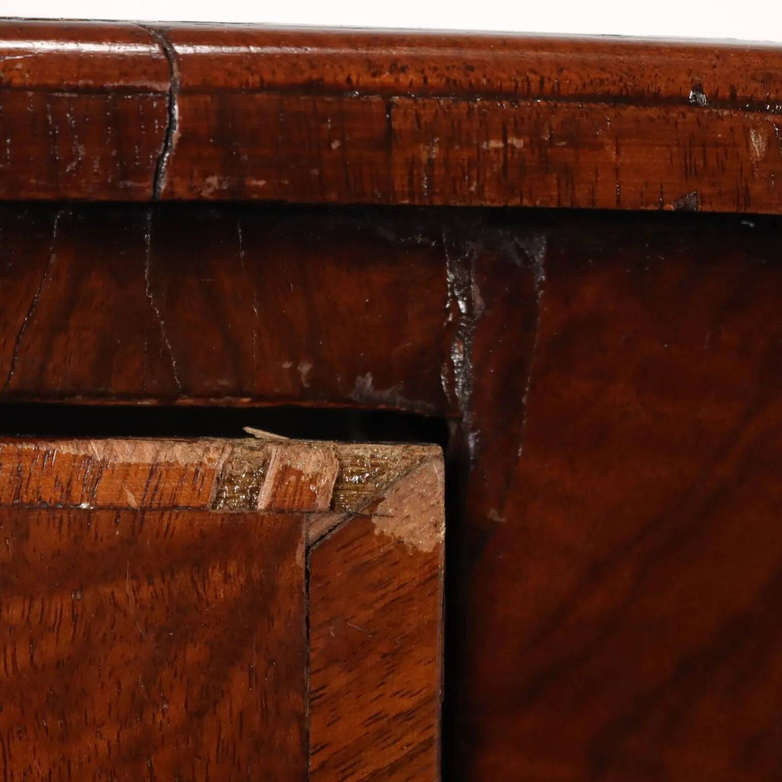 Antique Chippendale writing desk in walnut, oak, and fir, 18th century.