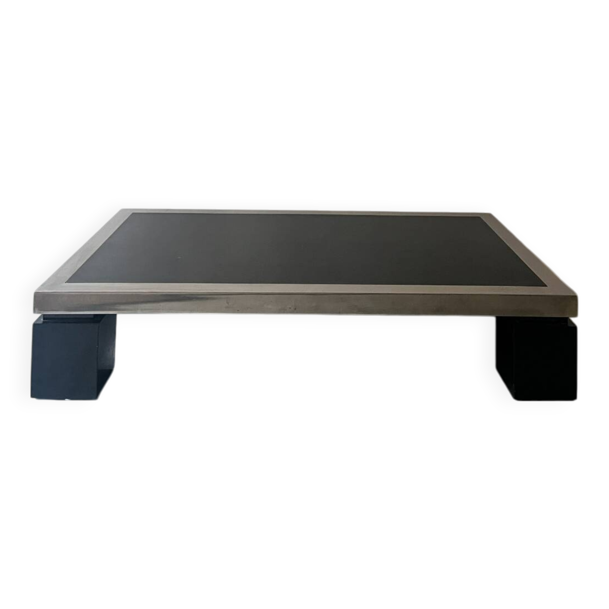Black & brushed chrome coffee table in the style of Willy Rizzo, design 1970