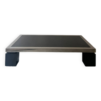 Black & brushed chrome coffee table in the style of Willy Rizzo, design 1970