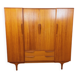 Vintage Scandinavian-style teak wardrobe from the 60s, Tricoire et Vecchione
