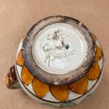 Antique cerart monaco ceramic pitcher chiseled flower decor 70's vintage