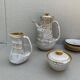 Stoneware coffee set niderviller model fauve - vintage - hand decoration