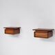 Pair of 1950s Italian Wall-Mounted Wooden Nightstands with Single Drawer