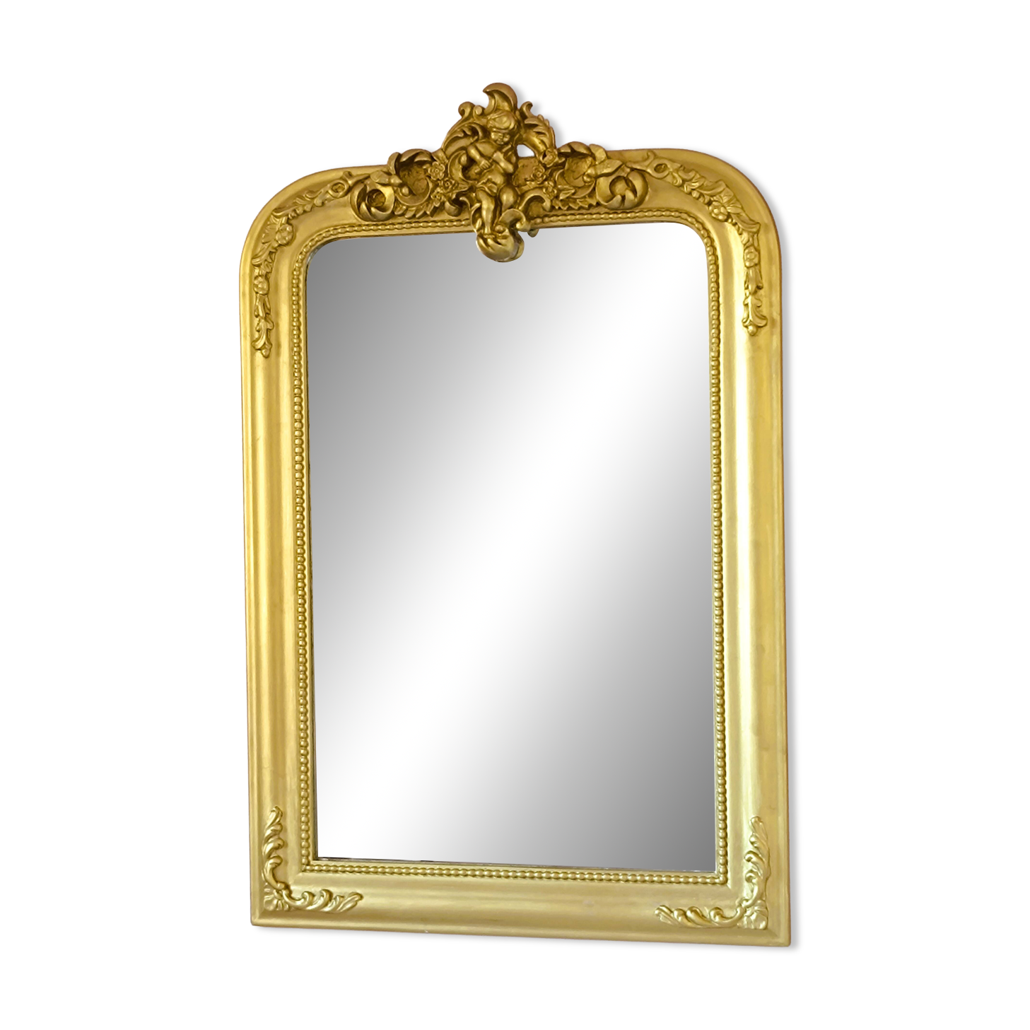 Gilded mirror with a Louis Philippe style pediment