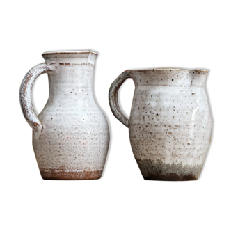 Pair of glazed terracotta pitchers