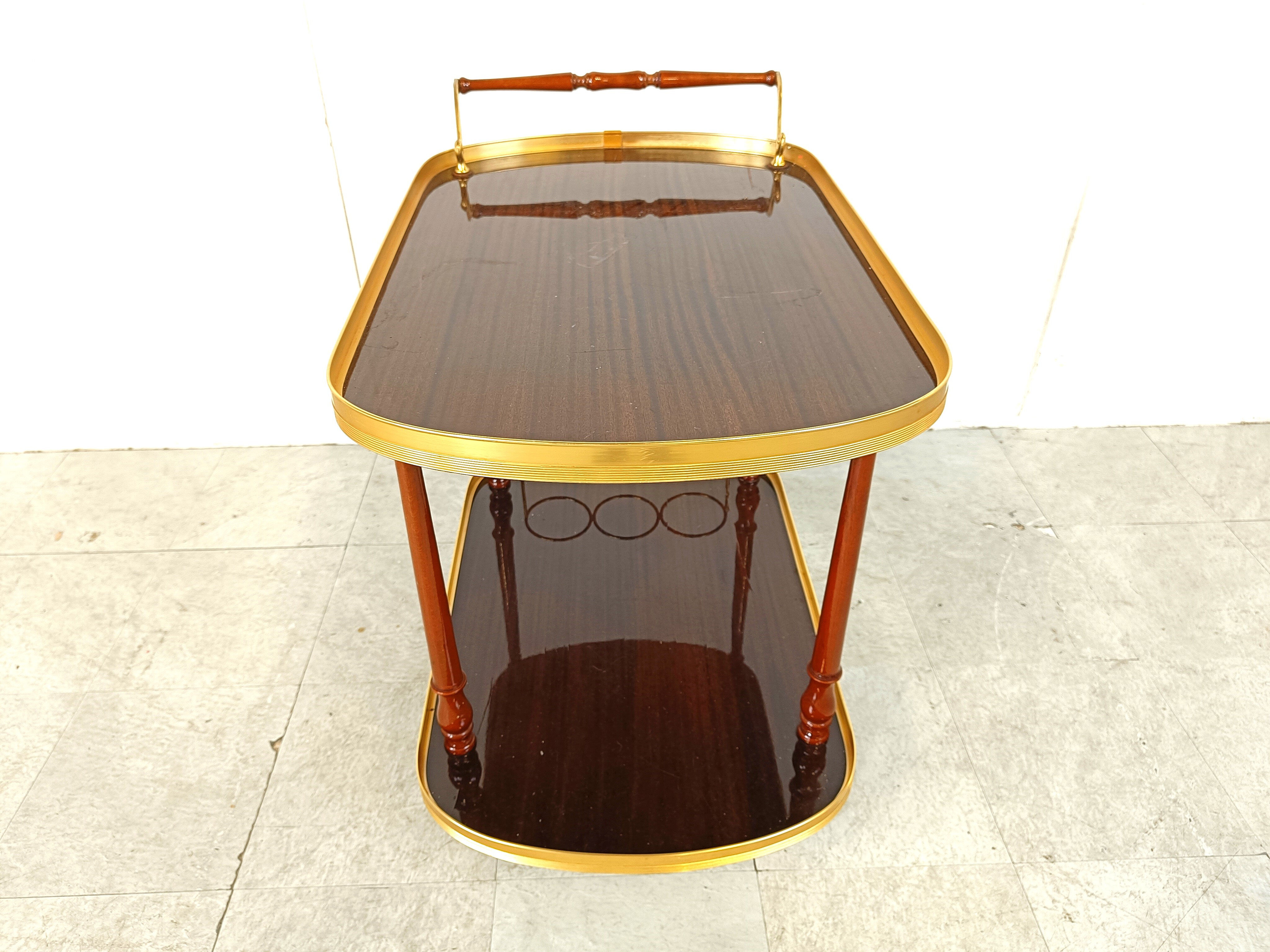 Neoclassical brass drinks trolley, 1960s