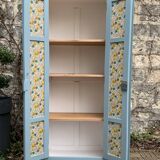 Armoire parisienne ancienne bleue grisée H154