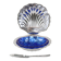 Vintage Blue Glass Queen Anne Scallop Shell Butter Dish