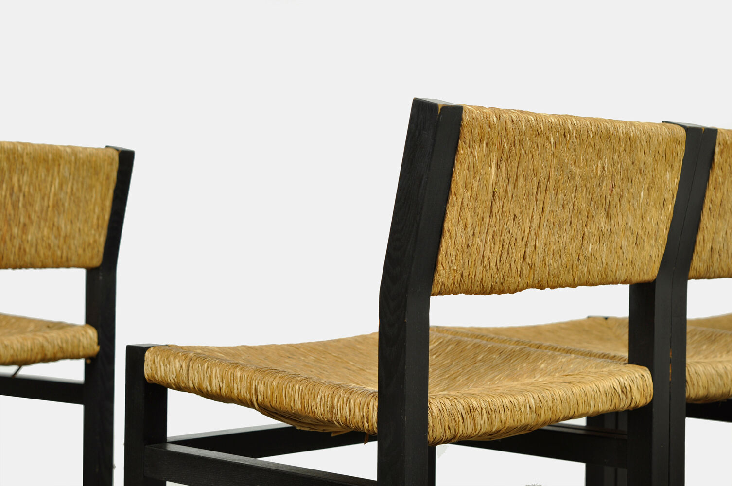 Set of 6 dining chairs with wicker seats by Martin Visser and produced by ‘t Spectrum, 1970s