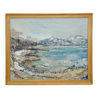 Alexander Michael - Lake Chiemsee in Bavaria oil on canvas 1982