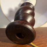 Solid turned wood foot lamp with lampshade