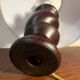 Solid turned wood foot lamp with lampshade