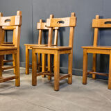 Set of 6 Spanish rustic dining chairs, 1960s