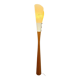 Sculptural floor lamp - exotic wood and textured shade, modern vintage style