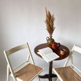 Pair folding chairs caning