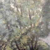 Painting "Trees on the edge of a pond", A.Beauvarlet, Oil on wood