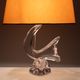 Daum Crystal Glass Bird Table Lamp, Vintage 1960s, France, Oval Shade