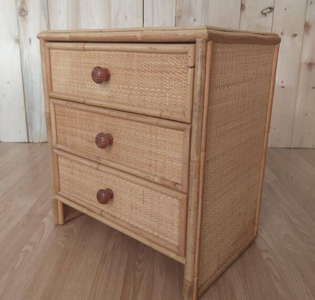 Rattan bedside table