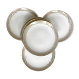 Six white and gold porcelain dessert plates