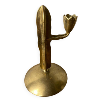 Cactus brass candle holder