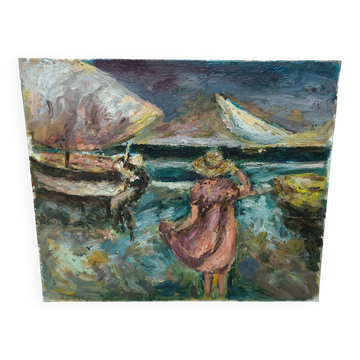 Peinture de paysage marin impressionniste