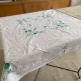 Antique square tablecloth with embroidered appliqué - 107x107 cm - Cotton