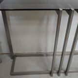 console table brushed steel design Paul Le Geard year 70