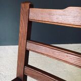 Rustic Oak & Rush Armchair, France, 1930s