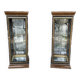 Pair of display cases in magnifying glass and black & gold lacquer, 20th century period