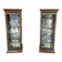 Pair of display cases in magnifying glass and black & gold lacquer, 20th century period