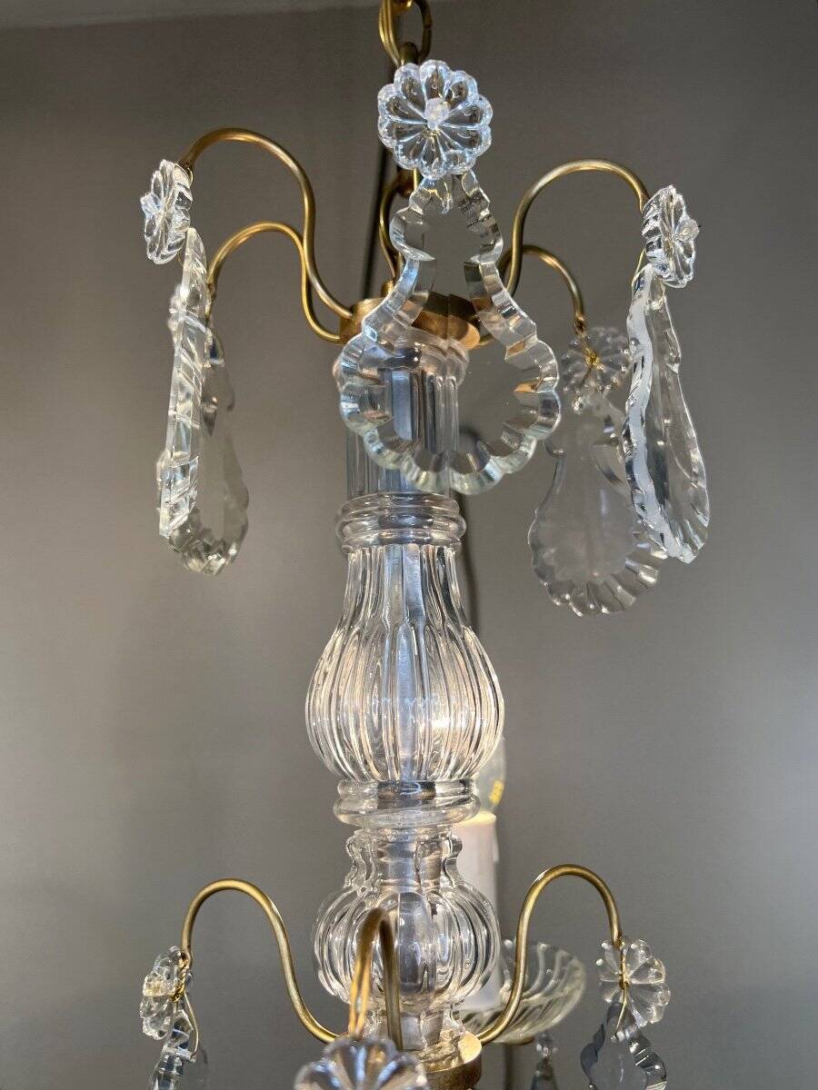 Small chandelier in bronze and crystal