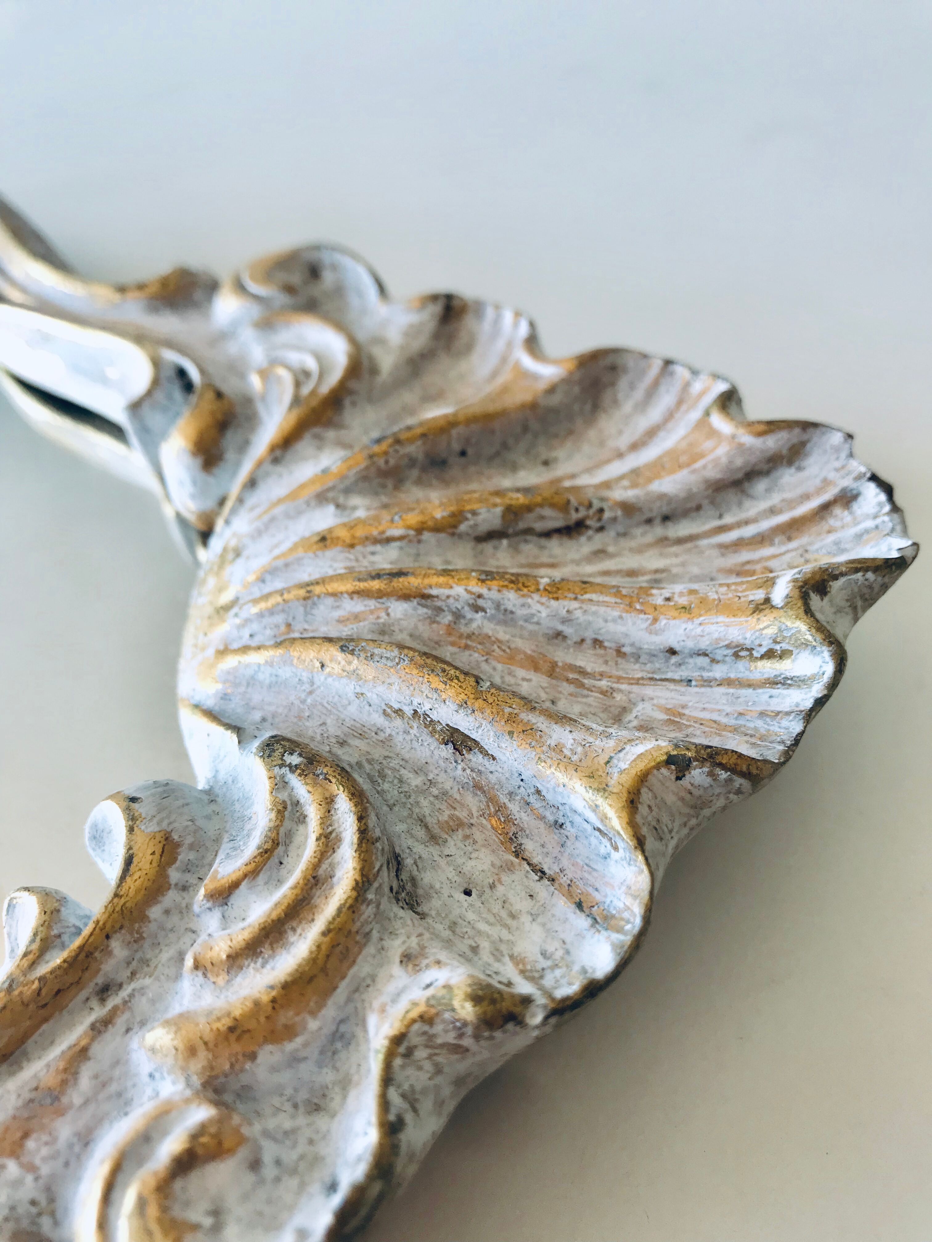 Golden art deco mirror and white patinated 30x45cm