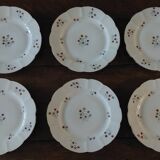 Set of six porcelain dessert plates from Châtres-sur-Cher, Gaston Sai