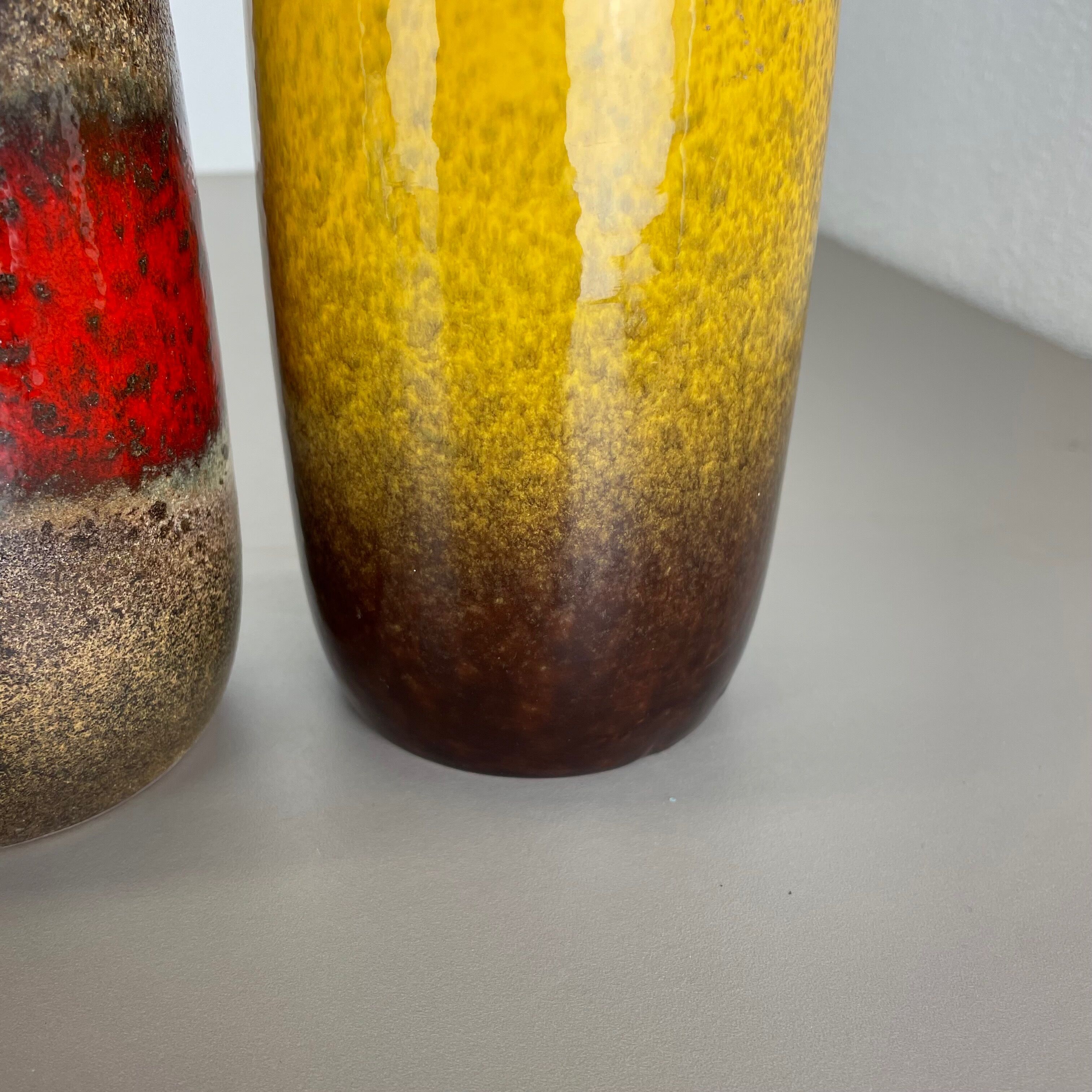 Set of Four Vintage Pottery Fat Lava Vases Made by Scheurich, Germany, 1970s