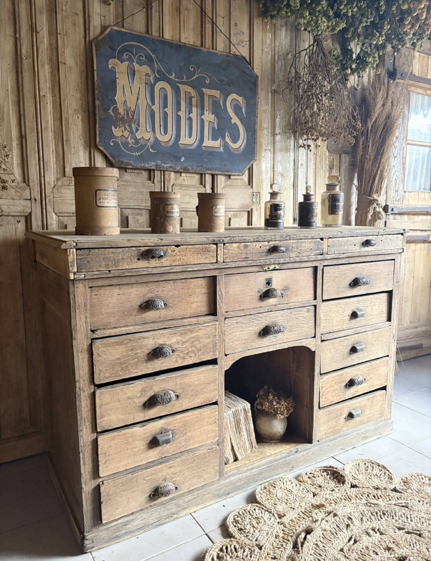 Magnificent Antique Oak Trade Counter with Numerous Drawers