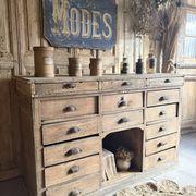 Magnifique Ancien Comptoir De Commerce En Chêne À Nombreux Tiroirs