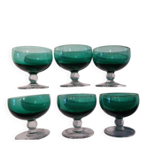 6 emerald green stemmed glasses