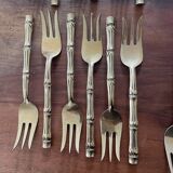 Housewife Table cutlery for 6 people. bamboo brass 78 pieces