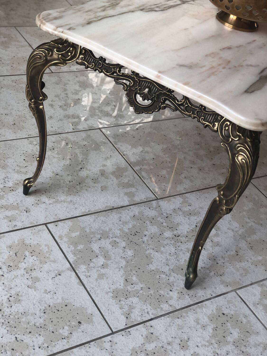 Vintage marble and brass coffee table