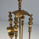 Neoclassical Brass Fire Tool Set with Arch and Ornate Balls.