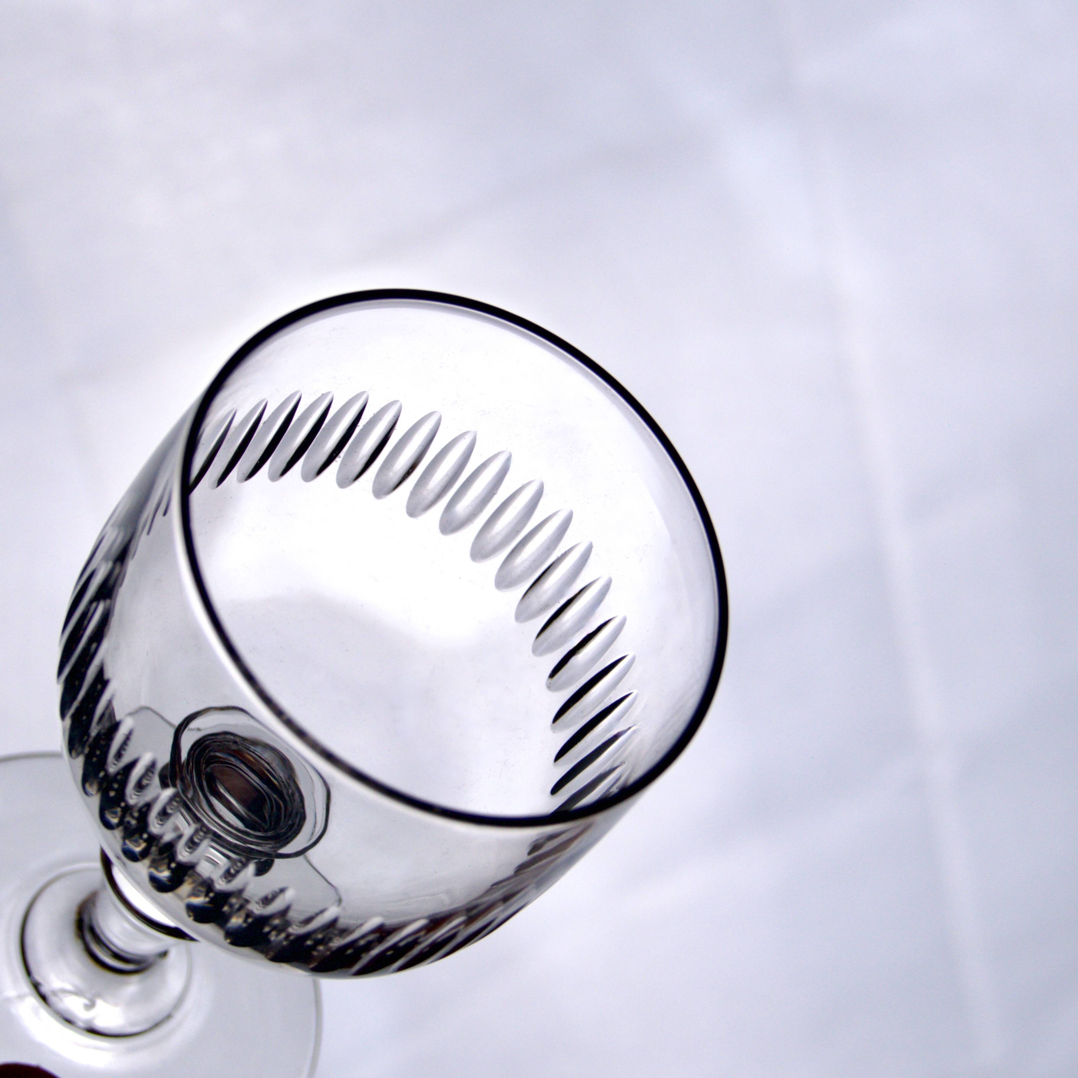 Antique 19th century mouth-blown glasses with gadroon carving