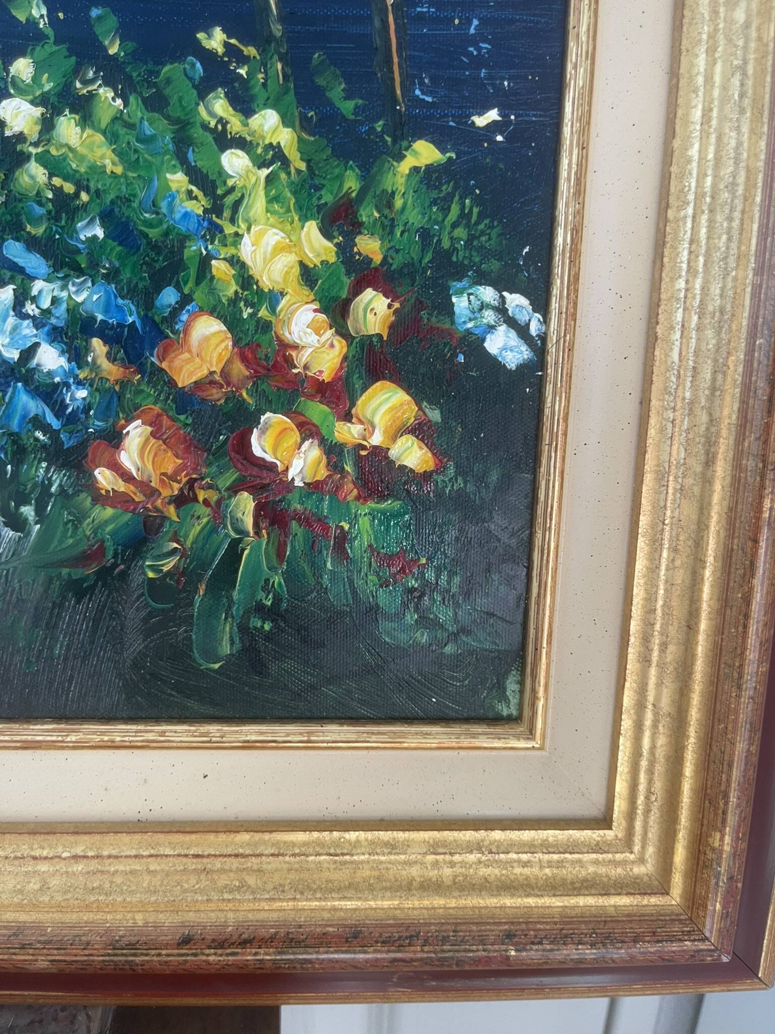 Old Oil Painting Frame Gold Provence Mediterranean Italy