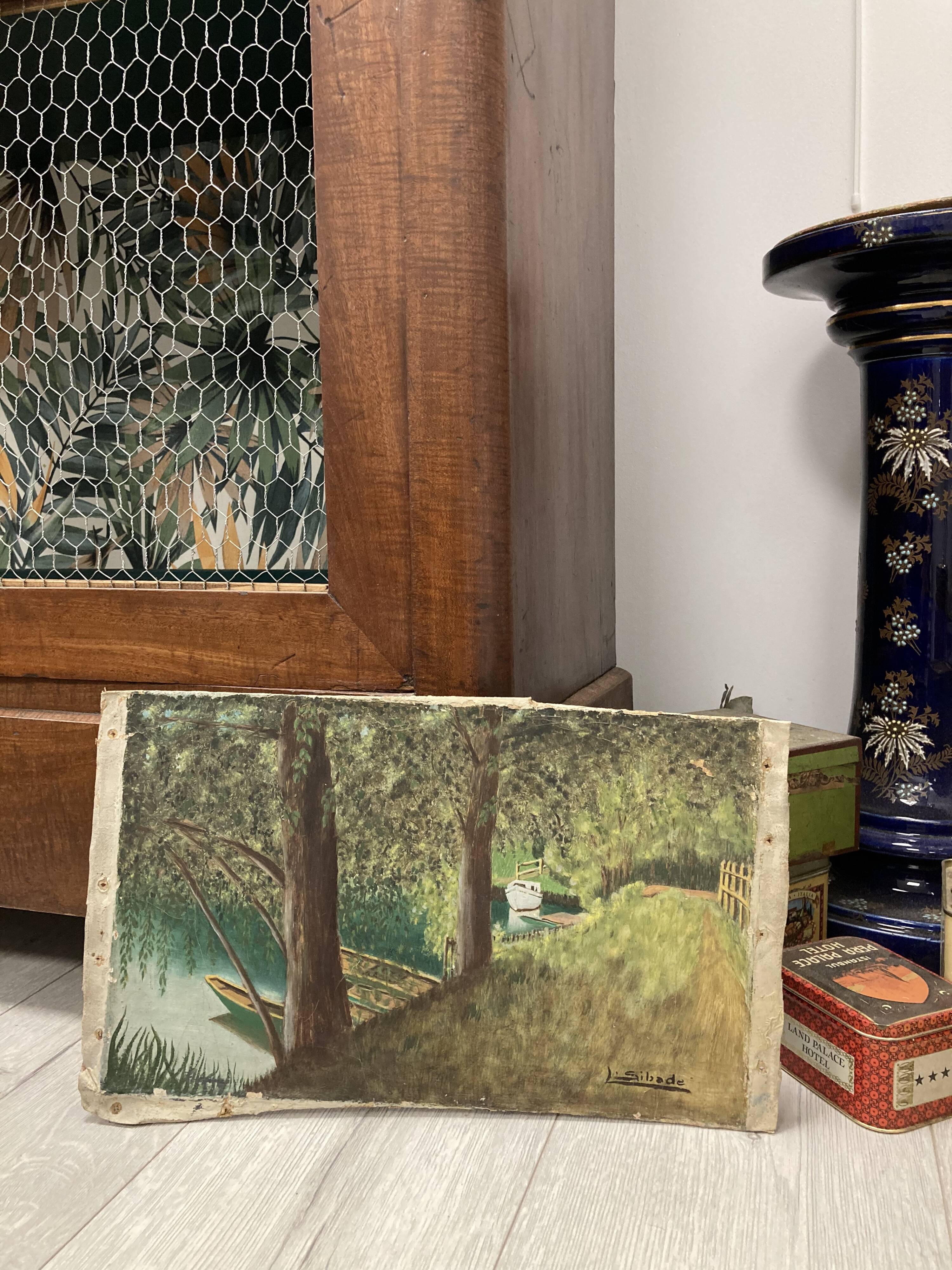 Landscape in oil on canvas signed