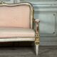 Baroque style bench in gilded and painted wood, Italy, 19th century