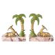 Pair of Art Deco Bookends in Pink Breccia Marble with Antelope and Palm Tree
