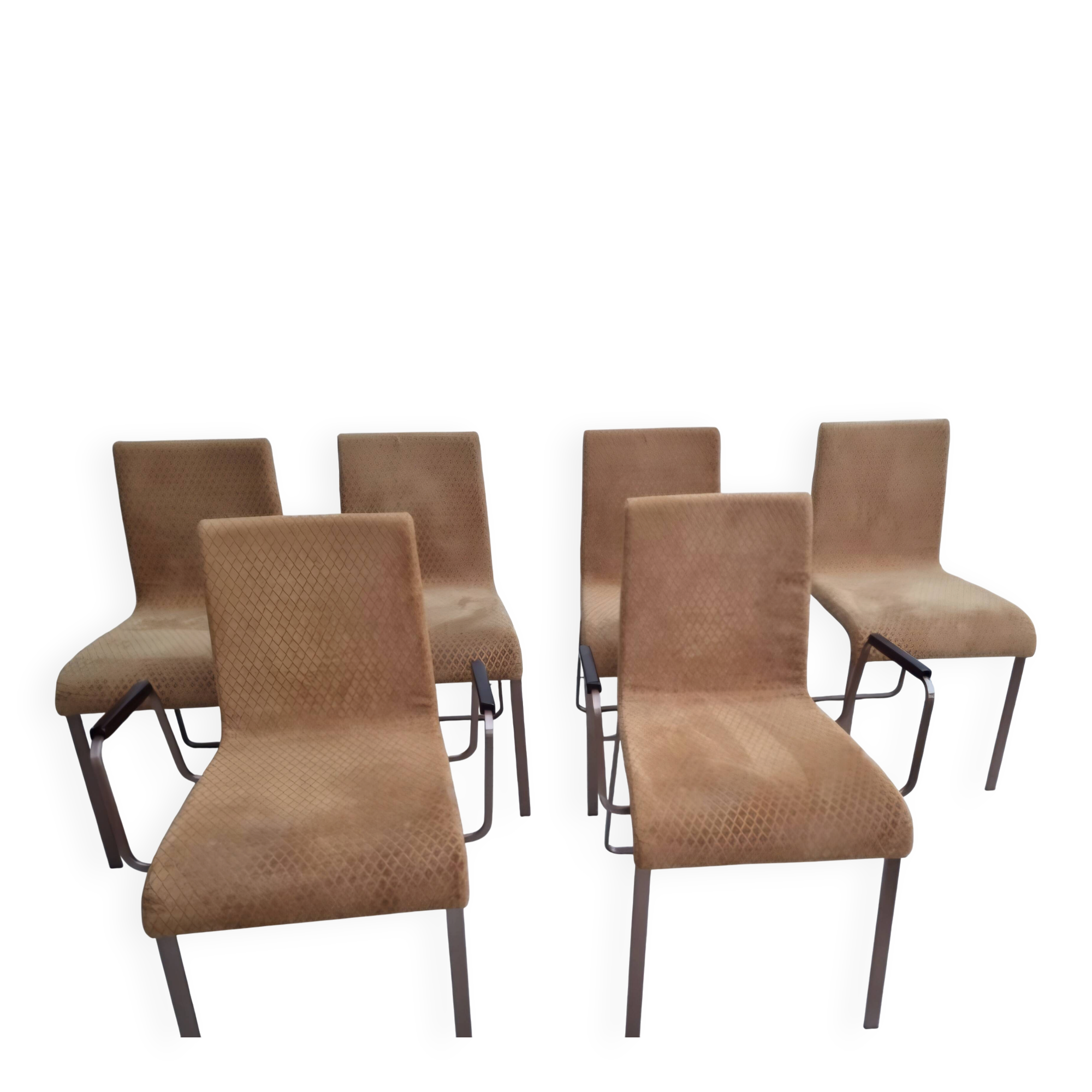 Set of 6 velvet chairs and armchairs