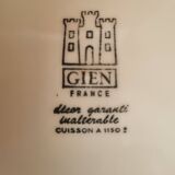 Set of 5 flat faience plates from gien black flower pattern 70s